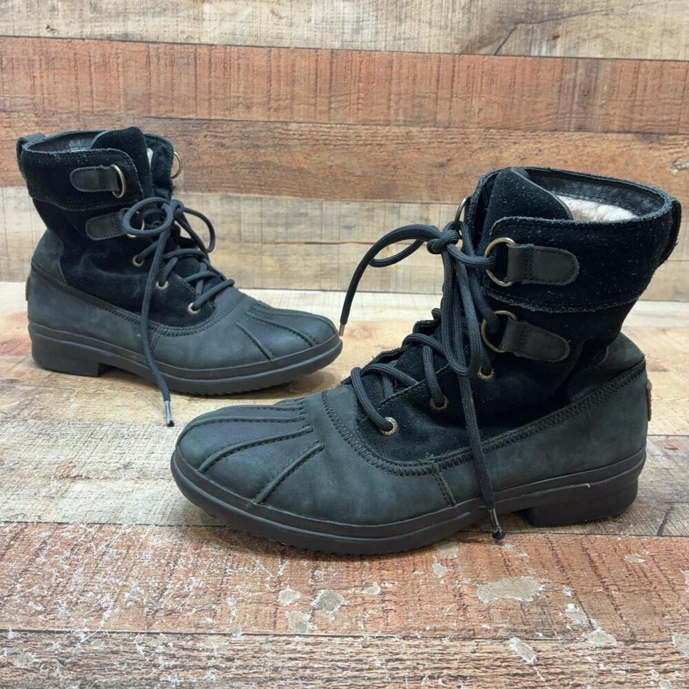 UGG 1017380 Snow Boots Womens Size 8.5 39.5 Black Waterproof Lace Up Winter